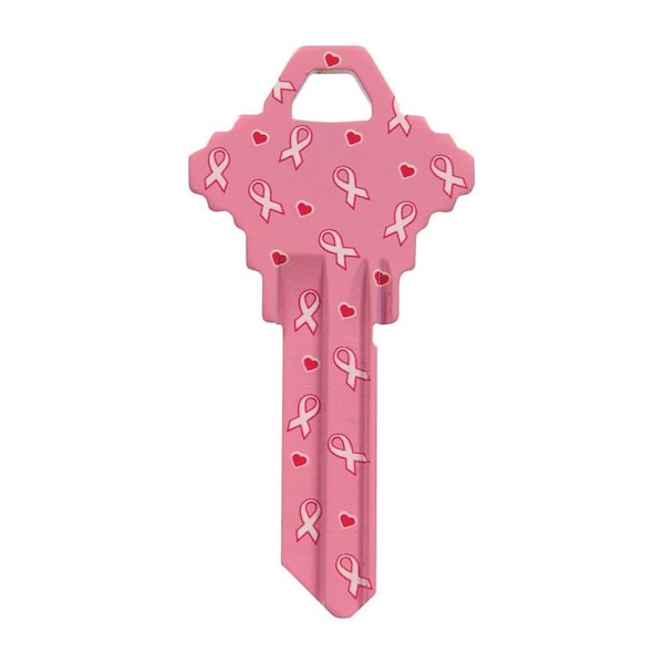 Hillman Breast Cancer Awareness Pink Breast Cancer Ribbon House/Office Universal Key Blank SC1 Singl, PK6 87517 - main